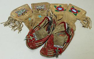 Antique Native American Beaded Gloves & Moccasins