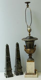 Gilt and Patinated Bronze Urn Together With
