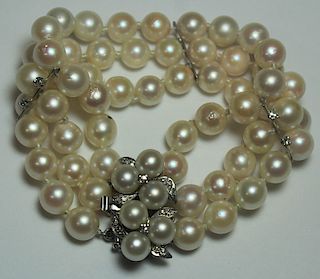 JEWELRY. 14kt White Gold, Pearl and Diamond