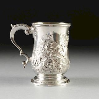 A GEORGE III STERLING SILVER AND SILVER GILT TANKARD, BY JOHN SCHOFIELD, LONDON, 1709-1790,