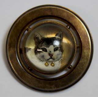JEWELRY. Antique/Vintage Essex Crystal Cat Brooch