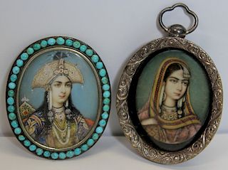 SILVER.Two Antique Mughal Period Indian Miniatures