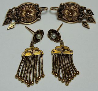 JEWELRY. Grouping of Victorian Gold Earrings.