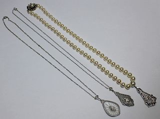 JEWELRY. Assorted Gold and Diamond Necklaces.