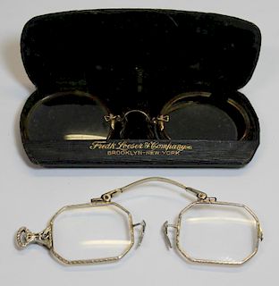 GOLD. Pair of 14kt Gold Pince-Nez Glasses.