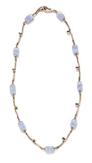 A Sterling Silver and Blue Lace Agate Necklace, Tiffany & Co., 16.40 dwts.