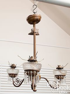Hanging brass chandelier