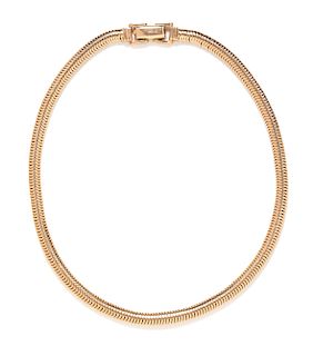 A Retro 14 Karat Rose Gold Snake Chain Necklace, 24.30 dwts.