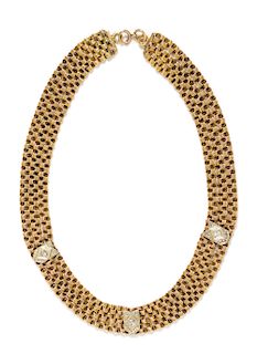 A Bicolor Gold and Diamond Multistrand Collar Necklace, 30.10 dwts.