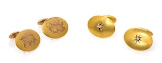 A Collection of 10 Karat Yellow Gold Cufflinks, 5.50 dwts.