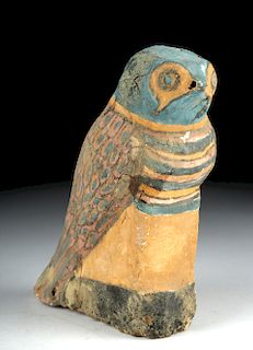 Colorful Egyptian Painted Wooden Horus Bird