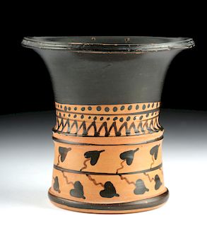 Greek Attic Pottery Glazed Kalathos - Very Rare
