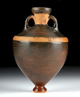 Greek Attic Pottery Glazed Twin-Handled Amphoriskos