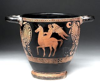 Huge Apulian Skyphos - Eros on Horse, Satyr & Maenad