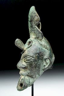 Roman Bronze Oil Lamp Votive - Half Man's Head