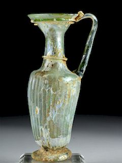 Roman Glass Oinochoe w/ Ribbed Body
