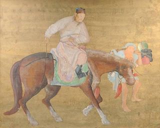 CHINESE SCHOOL (20TH CENTURY), A PAINTING, "Man on Horse,"