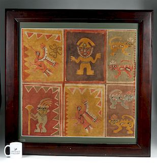 Framed Chancay Painted Textile - Masterpiece!