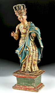 19th C. Mexican Wood Santo - Virgin of Guadalupe