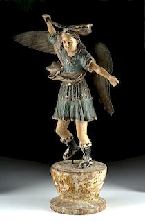 19th C. Mexican Wooden Santo - St. Michael