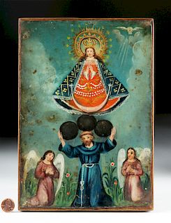 19th C. Mexican Retablo - Virgin of the People