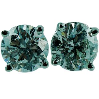 Pair of Ladies 2.89 TCW Diamond Stud Earrings.