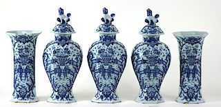 Collection of 5 Oriental Style Covered Vases