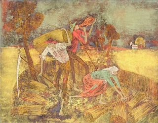 FELIX VARLAMISHVILI (Georgian 1903-1986) A PAINTING, "Harvest Time,"