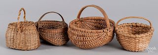 Collection of five small splint baskets
