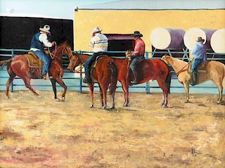 RED ALLEN (American/Texas 20th Century) A PAINTING, "Kerrville Confab,"
