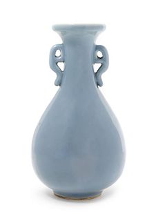 A Chinese Clair-de-Lune Porcelain Vase Height 8 1/2 inches.