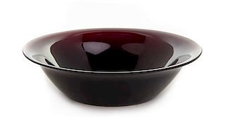 A Chinese Red Peking Glass Bowl Diameter 9 1/8 inches.