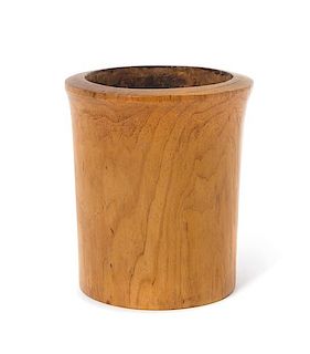 A Chinese Bamboo Brushpot Height 6 3/8 inches.