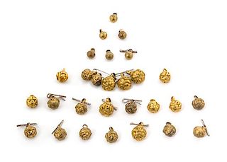 * Twenty-Eight Chinese Gilt Bronze Buttons Weight 2.6 otz.