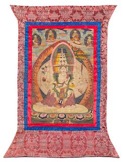 A Tibetan Thangka 30 1/2 x 19 1/2 inches (image).