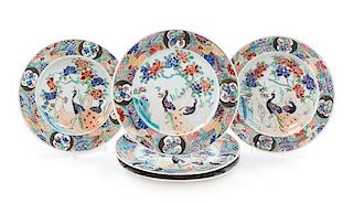 Five Japanese Export Famille Rose Porcelain Dishes Diameter 9 3/4 inches.