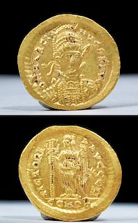 Byzantine Gold AU Solidus Emperor Marcian