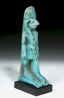 Egyptian Blue Glaze Faience Figurine of Ra Horakhty