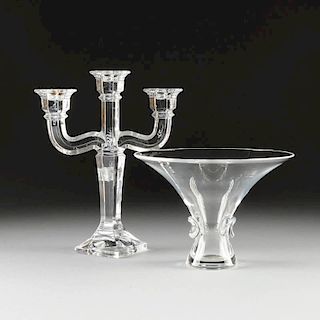 TWO CONTEMPORARY TRANSPARENT CRYSTAL WARES, LATE 20TH CENTURY,
