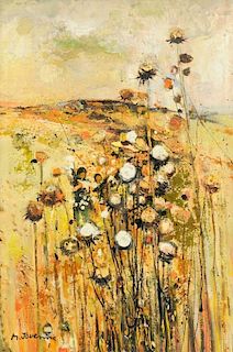 MICHEL JOUENNE (French b.1933) A PAINTING, "Dandelions in the Thistle,"