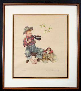 Rockwell,  Norman,  American 1894- 1978,"Boy and Dog:  Caught a Cold", 
