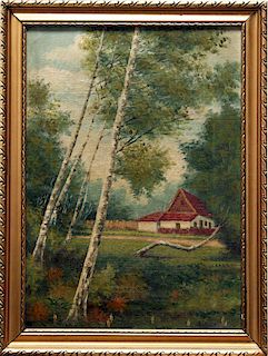 Artist Unknown (B... Bosa?),  Austrian-Hungarian ?, (distant cottage), 