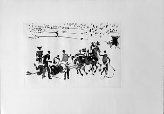 Picasso, Pablo  ,  Spanish 1881-1973, "Muerte del Toro"  Plate 23 from Jose Delgado, "La Tauromaquia", B-972, C-100
