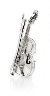 * A Silver Miniature Violin Figurine, Vittorio Angini. 8.20 dwts.