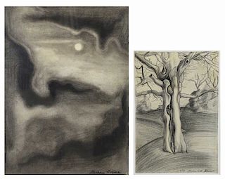 TOBIAS, Abraham. Two Charcoal on Paper Landscapes.