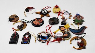 19 wooden Christmas ornaments