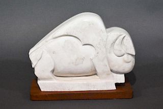 Alabaster carving of a buffalo Vincent Kaydahzinne