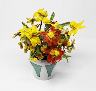 Vase of beaded flowers