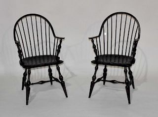 Pair of Windsor arm chairs