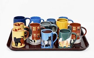 12 West Cote Bell pottery mugs